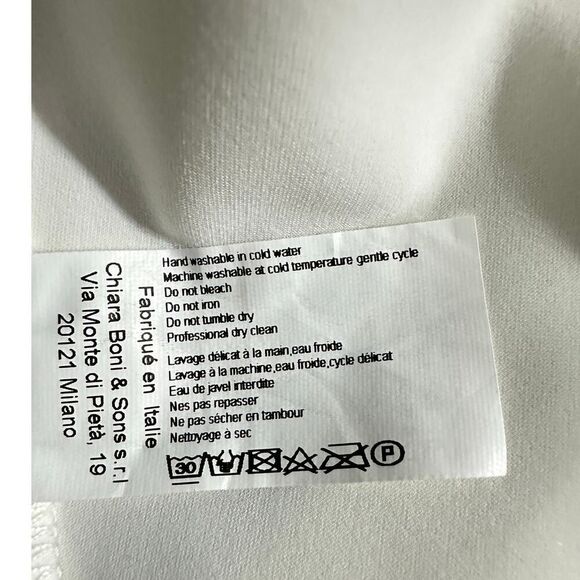 Chiara Boni Elisse Dress Women's 46 White One Shoulder Ruffle Sheath Knee Length - Picture 9 of 14